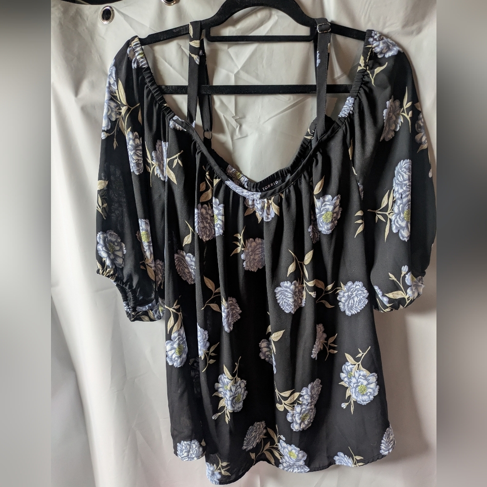 Torrid Black and Blue Blouse Top